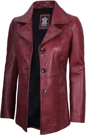 Decrum Leather Blazers for Women - Stylish Blazer Style Casual Real Lambskin Leather Jacket Women