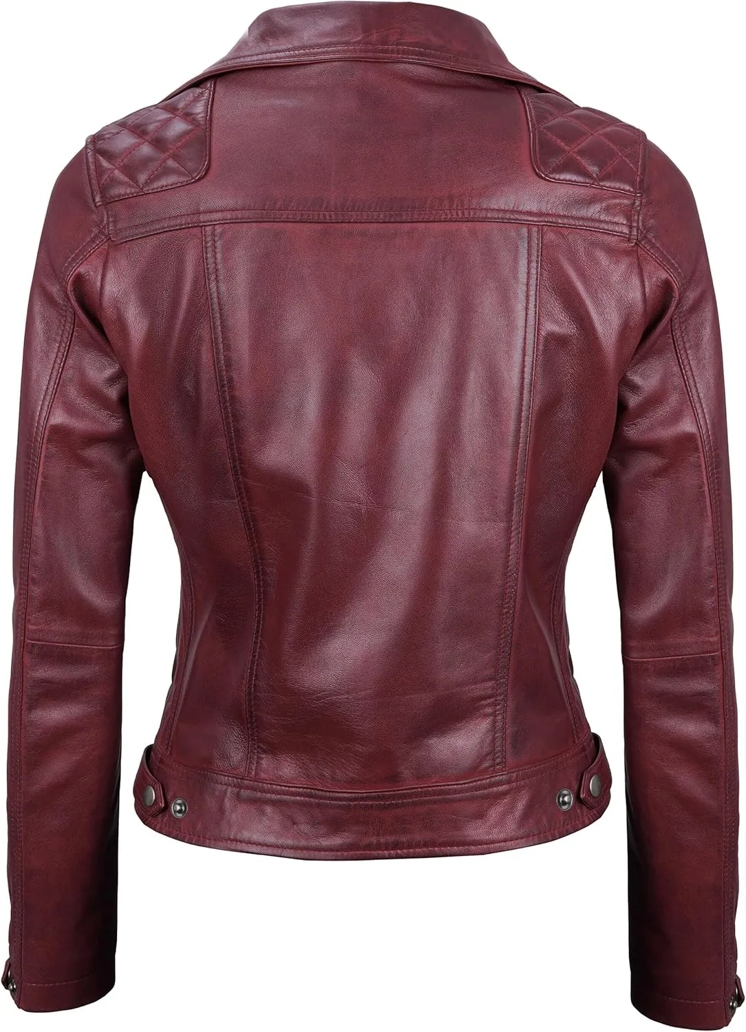 Decrum Womens Leather Jacket - Asymmetrical Style Casual Leather Jackets For Women