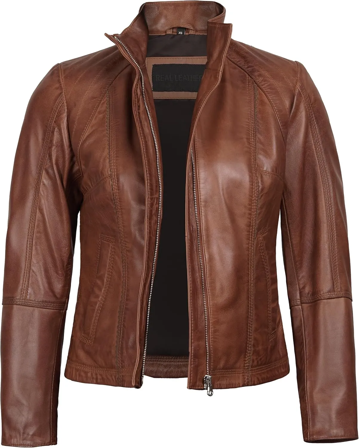 Decrum Womens Leather Jacket - Real Lambskin Fashion Leather Jackets for Women