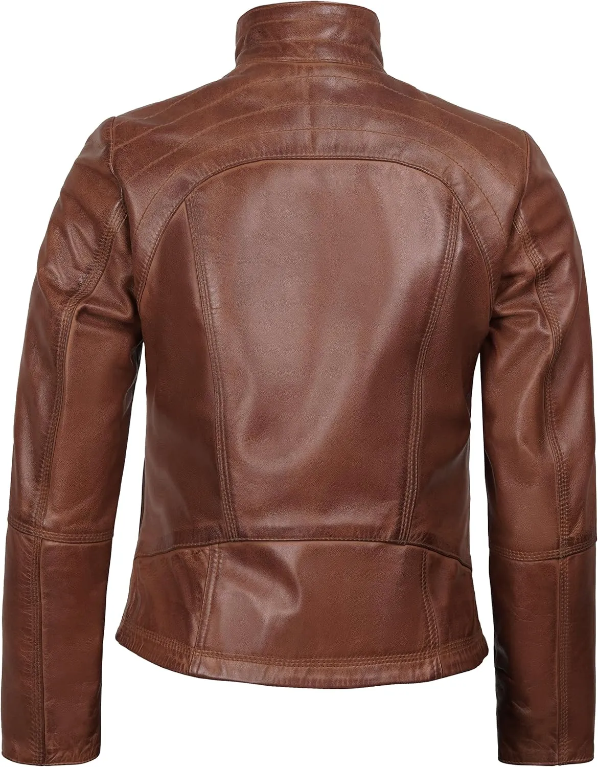 Decrum Womens Leather Jacket - Real Lambskin Fashion Leather Jackets for Women