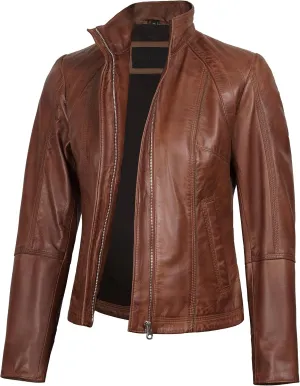 Decrum Womens Leather Jacket - Real Lambskin Fashion Leather Jackets for Women