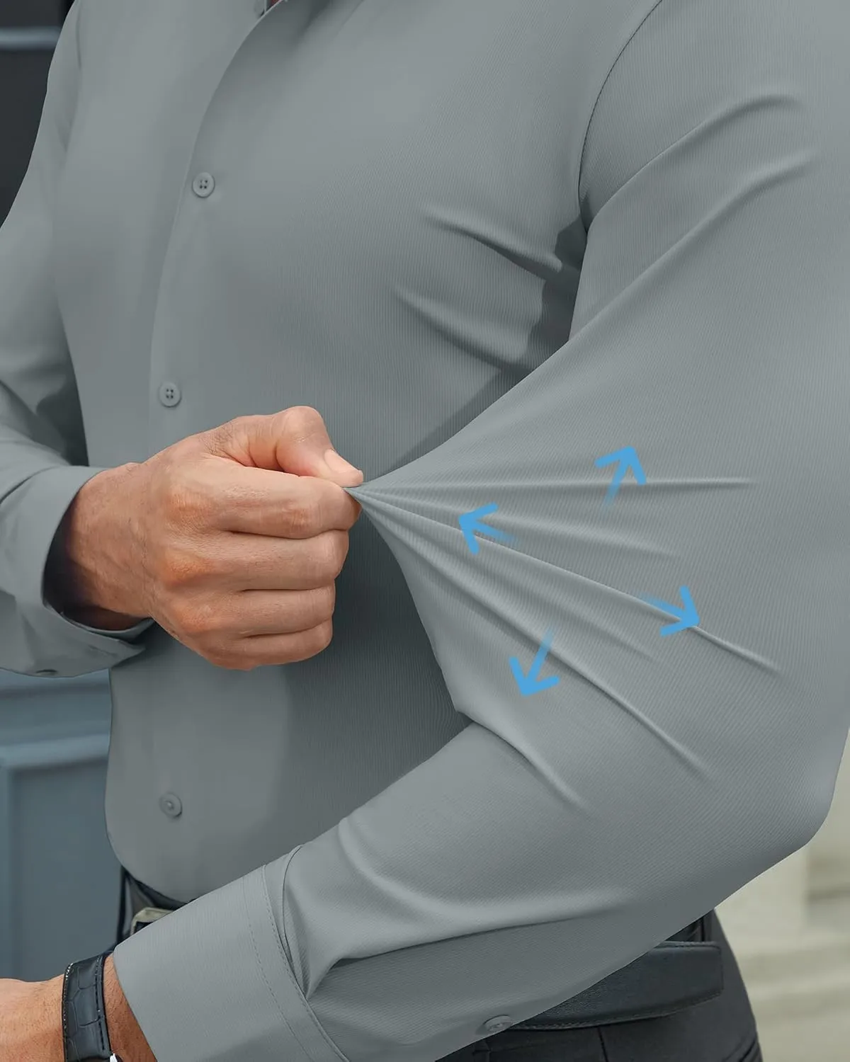 DEMEANOR Stretch Mens Dress Shirts Long Sleeve Slim Fit Dress Shirts for Men Muscle Fit Wrinkle Free Button Down Shirt