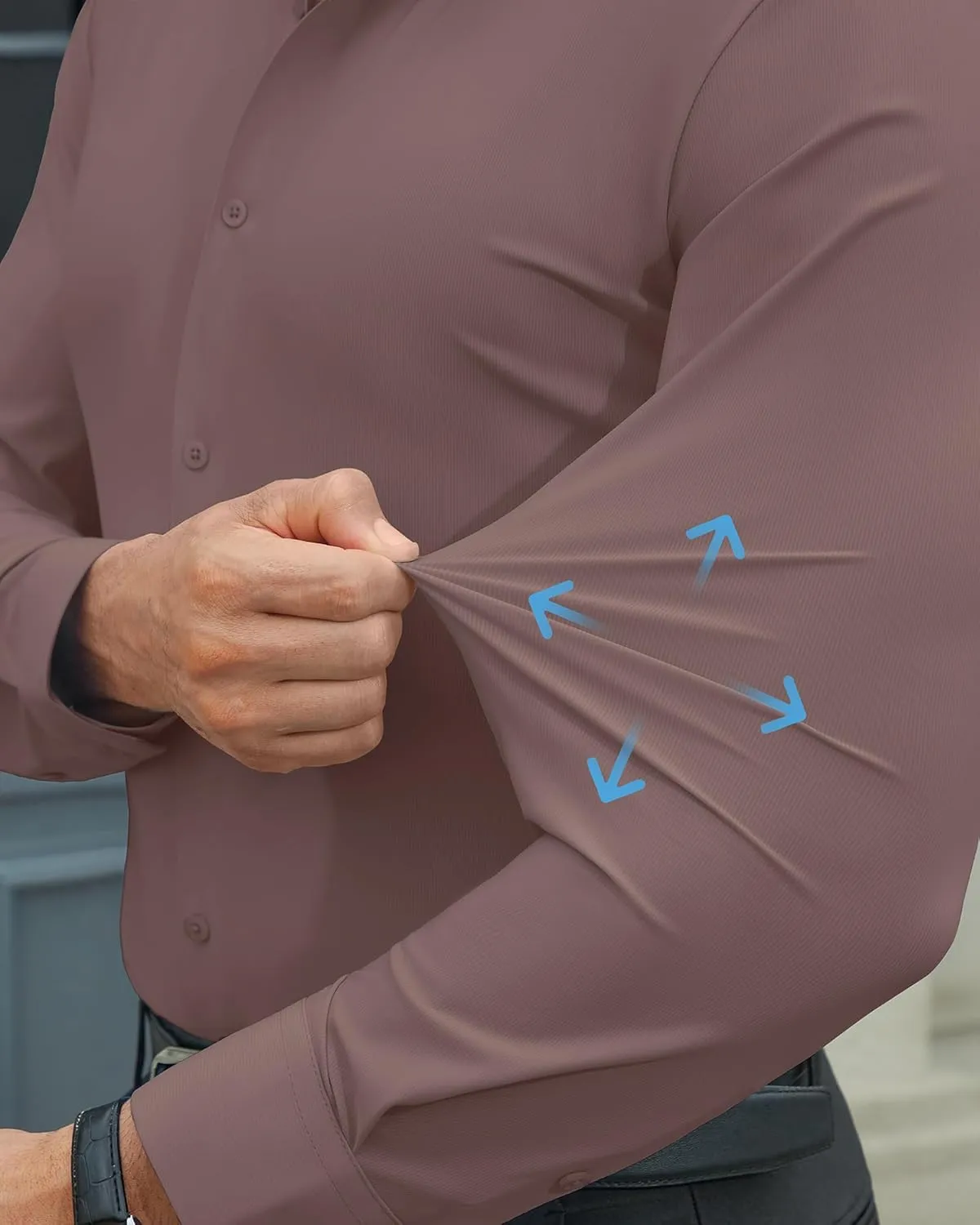 DEMEANOR Stretch Mens Dress Shirts Long Sleeve Slim Fit Dress Shirts for Men Muscle Fit Wrinkle Free Button Down Shirt