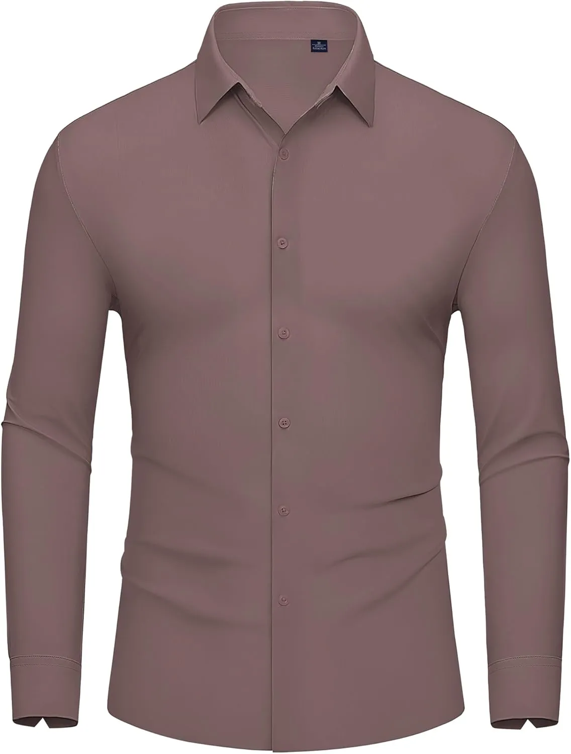 DEMEANOR Stretch Mens Dress Shirts Long Sleeve Slim Fit Dress Shirts for Men Muscle Fit Wrinkle Free Button Down Shirt