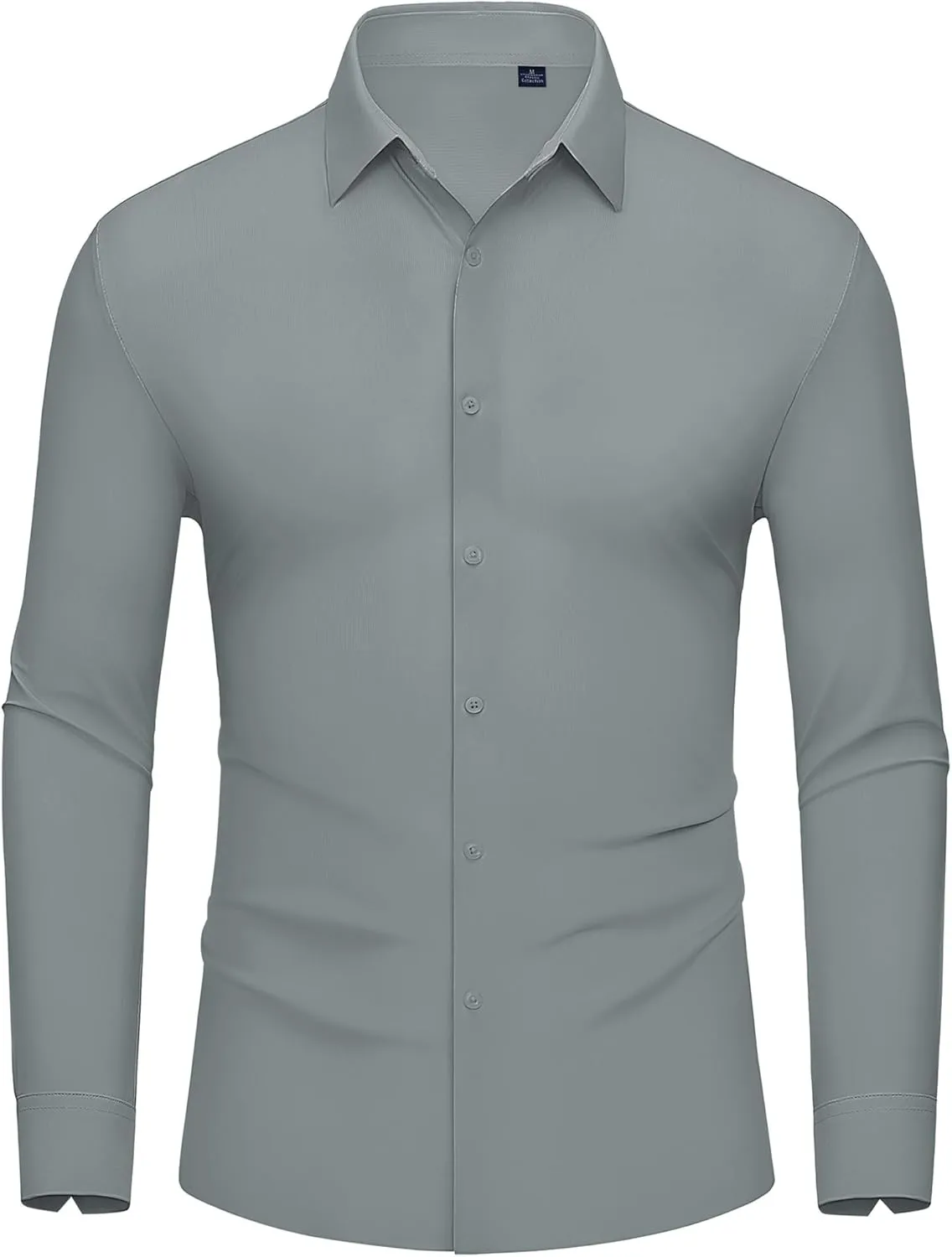 DEMEANOR Stretch Mens Dress Shirts Long Sleeve Slim Fit Dress Shirts for Men Muscle Fit Wrinkle Free Button Down Shirt