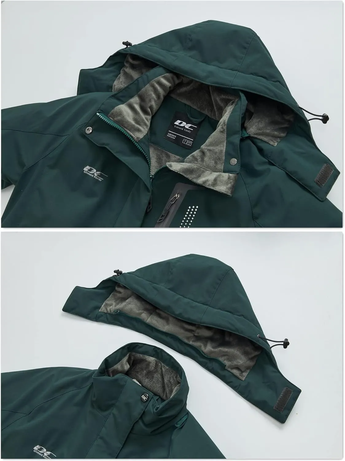 Diamond Candy Women's Winter Ski Jacket Hooded Windproof Warm Jackets Snow Waterproof Rain Coat