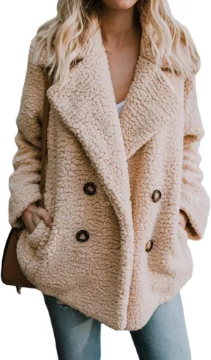 Dokotoo Womens 2024 Winter Fleece Teddy Bear Sherpa Jacket Coats with Pockets