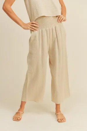 Double Gauze Smocking Waist Pants
