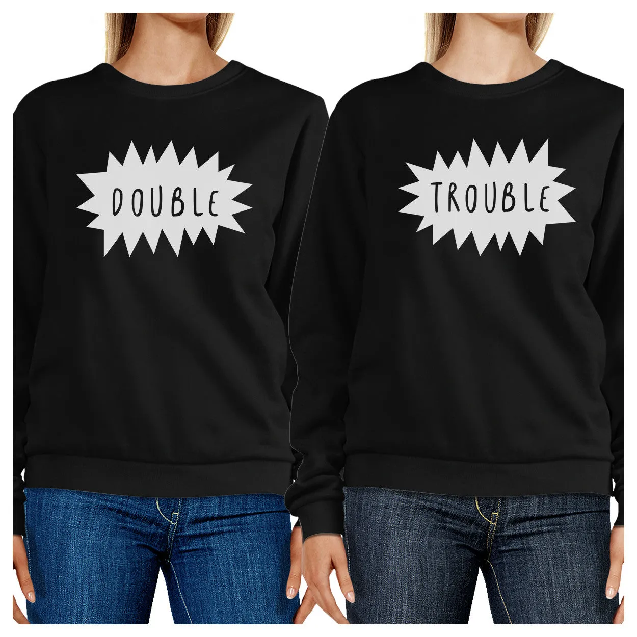 Double Trouble BFF Matching Black Sweatshirts