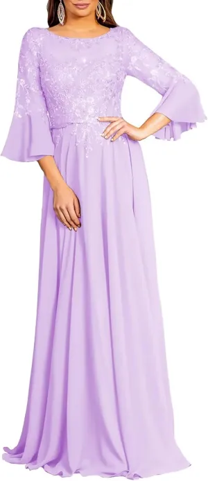 Elegant Scoop Neckline Mother of The Bride Dresses for Women Formal Evening Party Long Gown