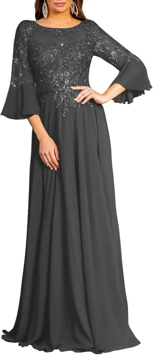 Elegant Scoop Neckline Mother of The Bride Dresses for Women Formal Evening Party Long Gown