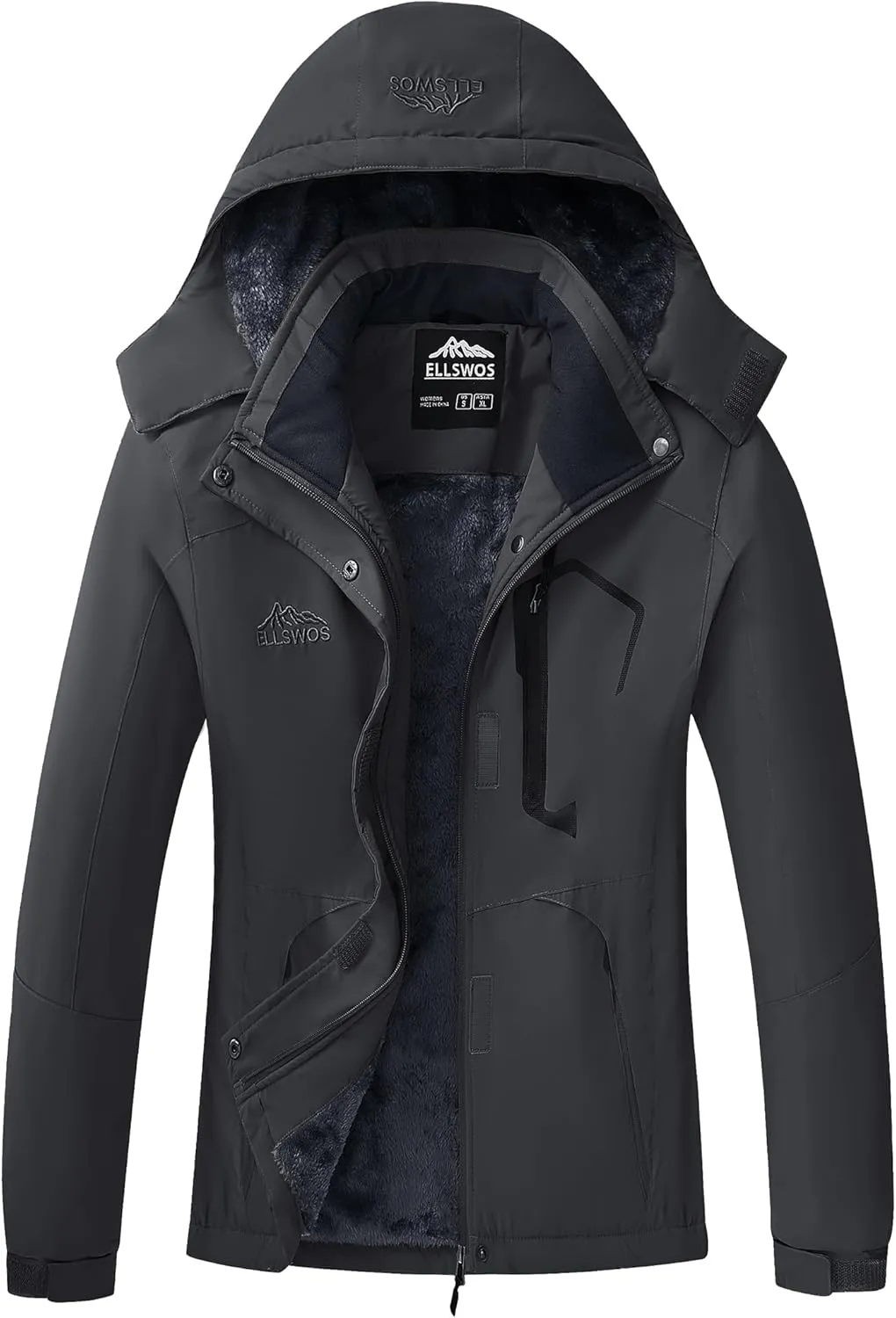 ELLSWOS Womens Winter Coats Waterproof Ski Jacket Warm Snow Jackets Windproof Windbreaker Hooded Raincoat