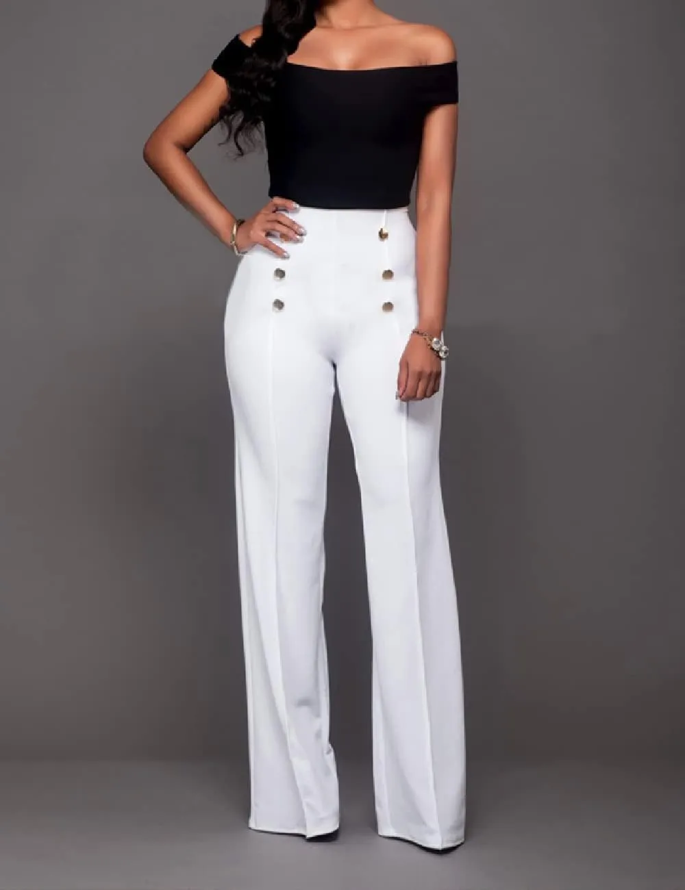 Flare Dress Pants for Women, High Waisted Double Breasted Bell Flare Trousers for Casual Lounge Work Wear