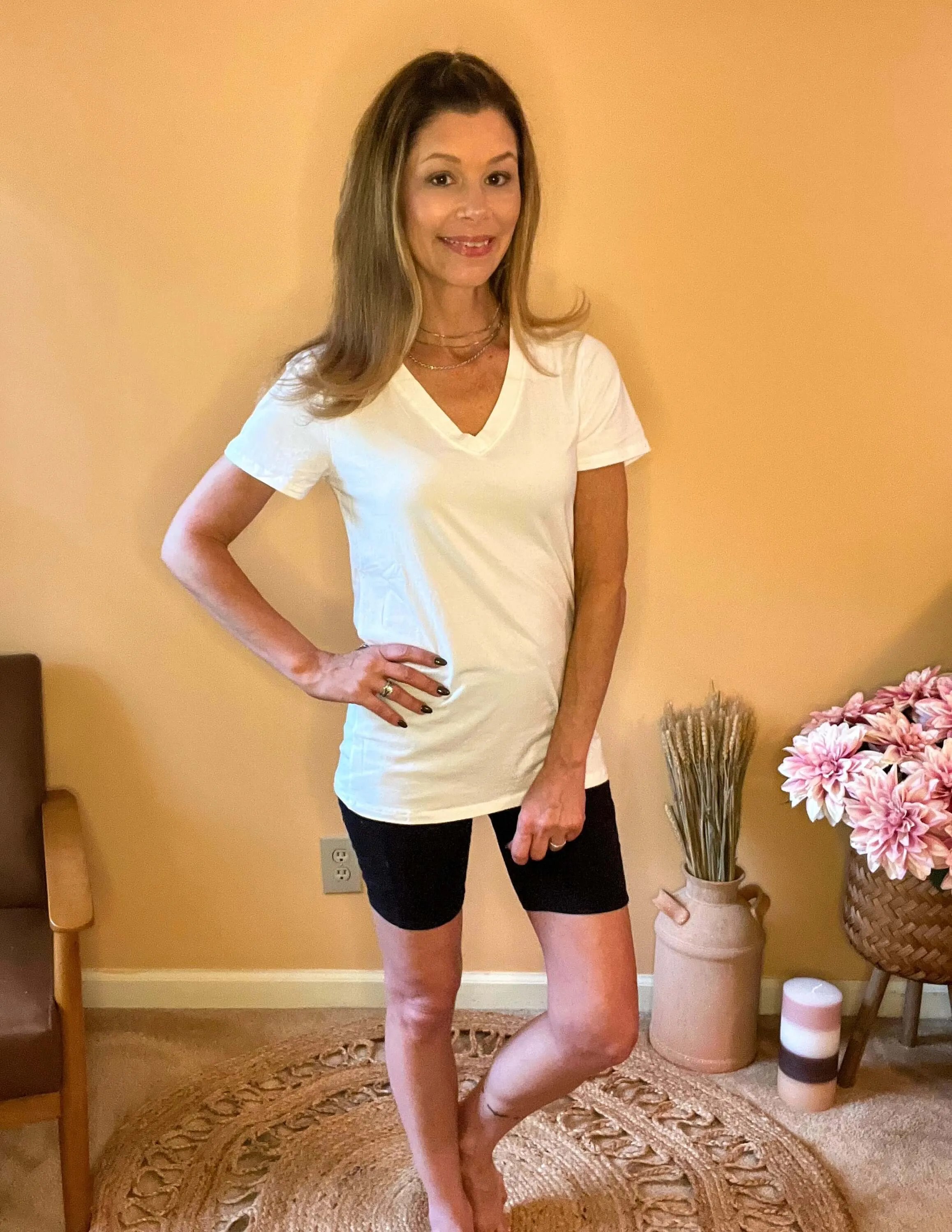 Flawless Fit V-Neck Short Sleeve Top - Soft White