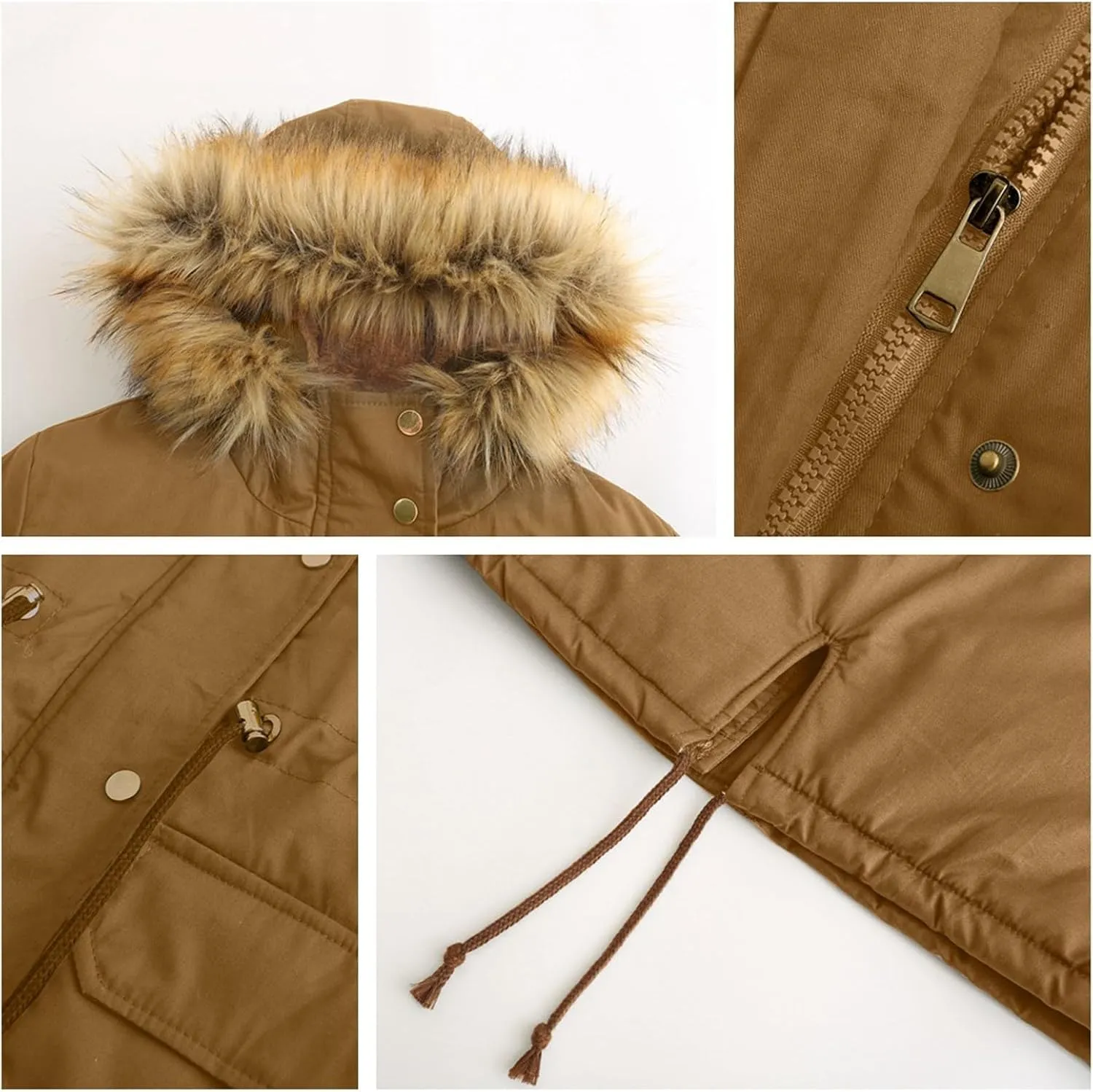 Fleece Down Coat Women's Winter Windproof Warm Puffer Jacket Plus Size Thicken Ski Fashion With Faux Fur Hood