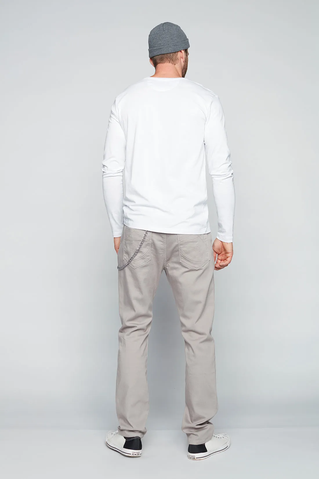 FRANKIE (3035 Series) - 5 Pocket Straight Fit French Terry Pants - Light Grey