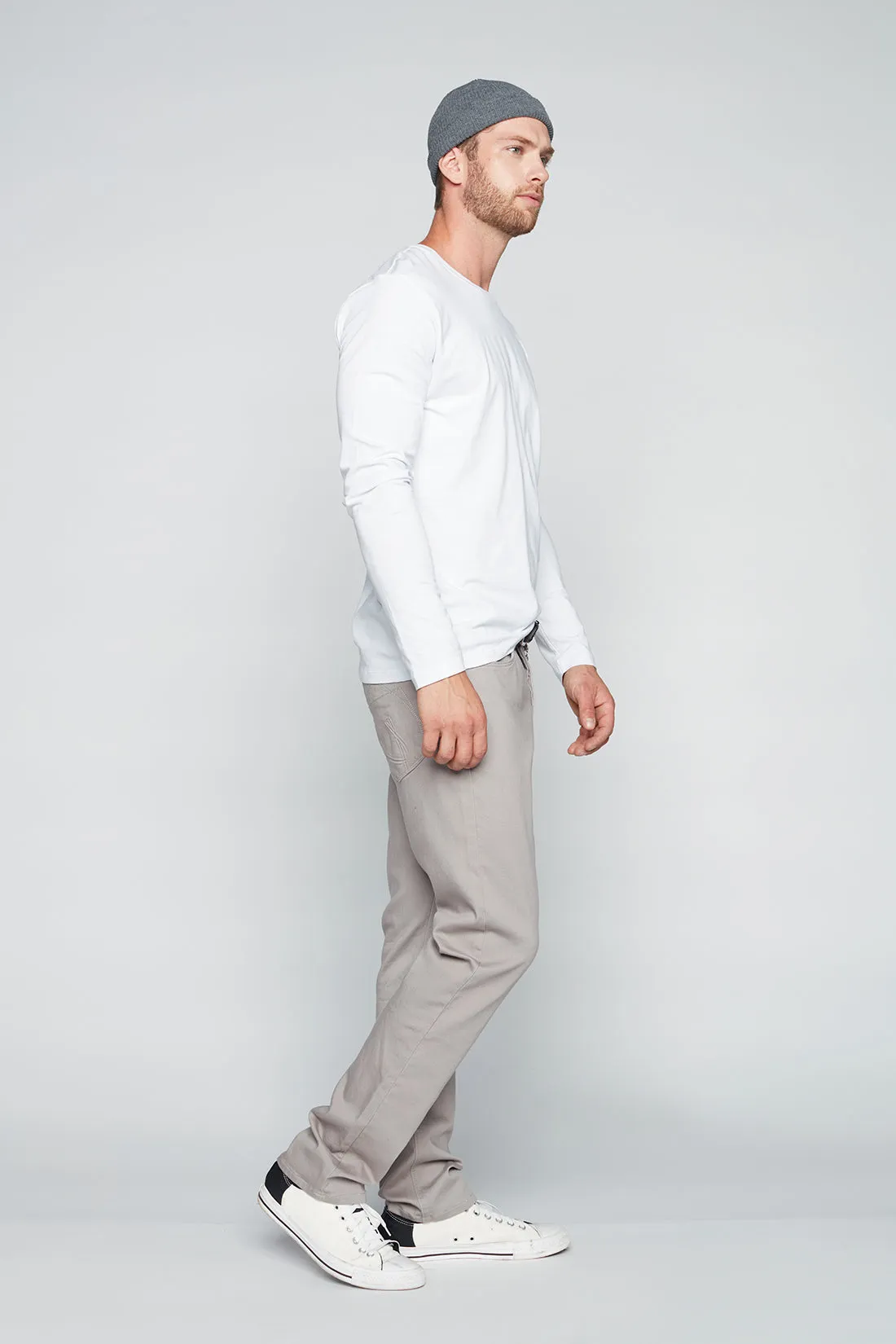FRANKIE (3035 Series) - 5 Pocket Straight Fit French Terry Pants - Light Grey