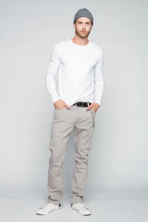 FRANKIE (3035 Series) - 5 Pocket Straight Fit French Terry Pants - Light Grey