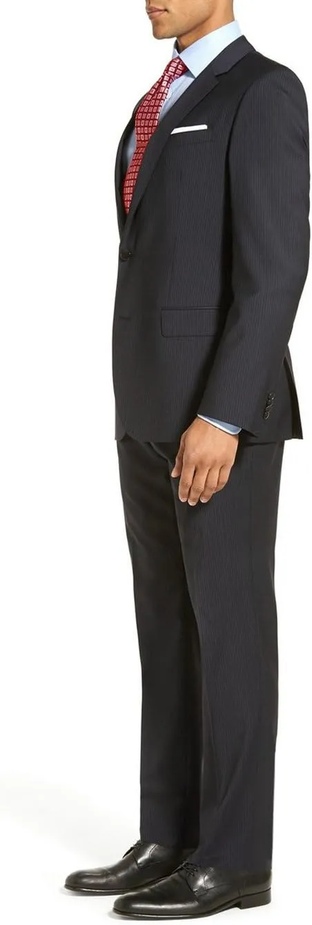 GN Luciano Men's Two Piece 2 Button Stripe Suit Modern Fit Jacket with Pant