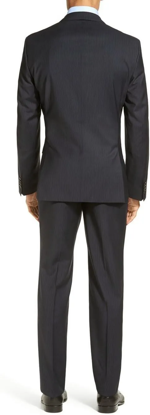 GN Luciano Men's Two Piece 2 Button Stripe Suit Modern Fit Jacket with Pant