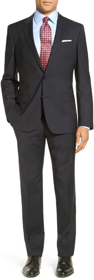 GN Luciano Men's Two Piece 2 Button Stripe Suit Modern Fit Jacket with Pant