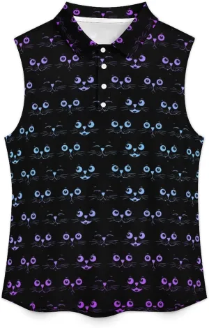 Golf Shirt Womens Sleeveless Moisture Wicking Athletic Printed Polo Golf Tank Top Women (XS-4XL)