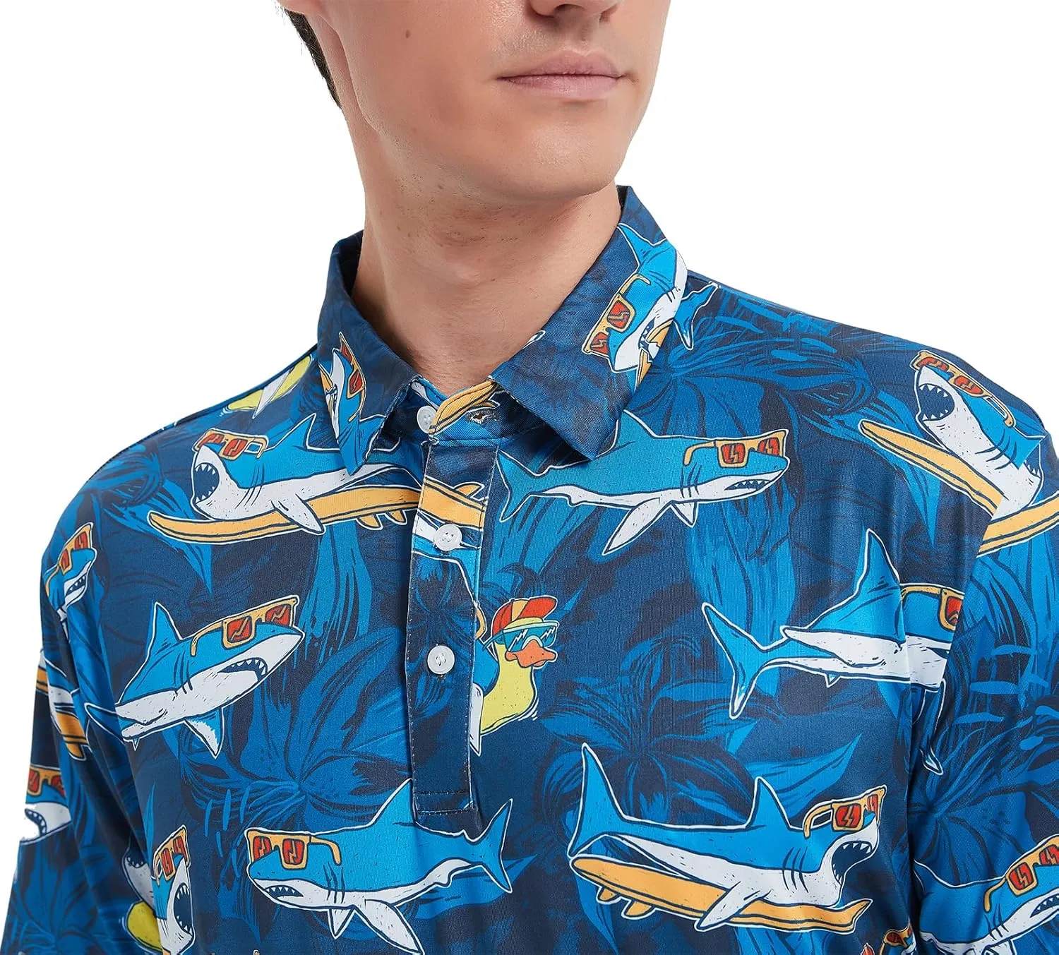 Golf Shirts for Men Dry Fit Short Sleeve Print Performance Moisture Wicking Golf Polo Shirts for Men