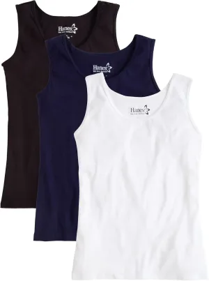 Hanes Women's Shirts, Womens Mini-Ribbed Cotton Tank Tops, Womens Sleeveless T-Shirts, Womens Tanks