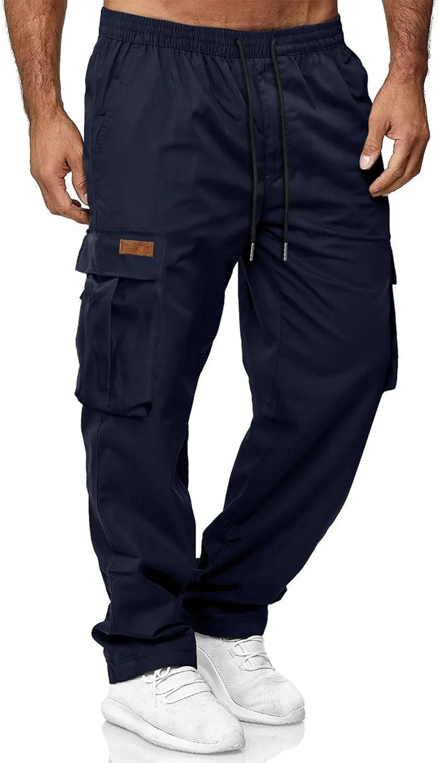 HOTake Men's Casual Cargo Sweatpants Waist Drawstring Joggers Hiking Tactical Pants for Men with Pockets