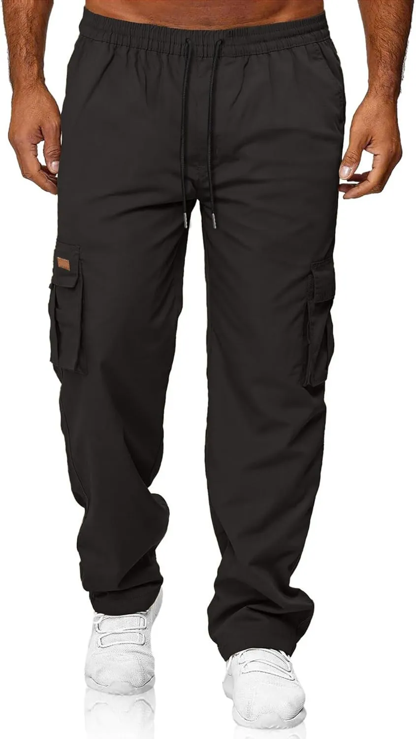 HOTake Men's Casual Cargo Sweatpants Waist Drawstring Joggers Hiking Tactical Pants for Men with Pockets