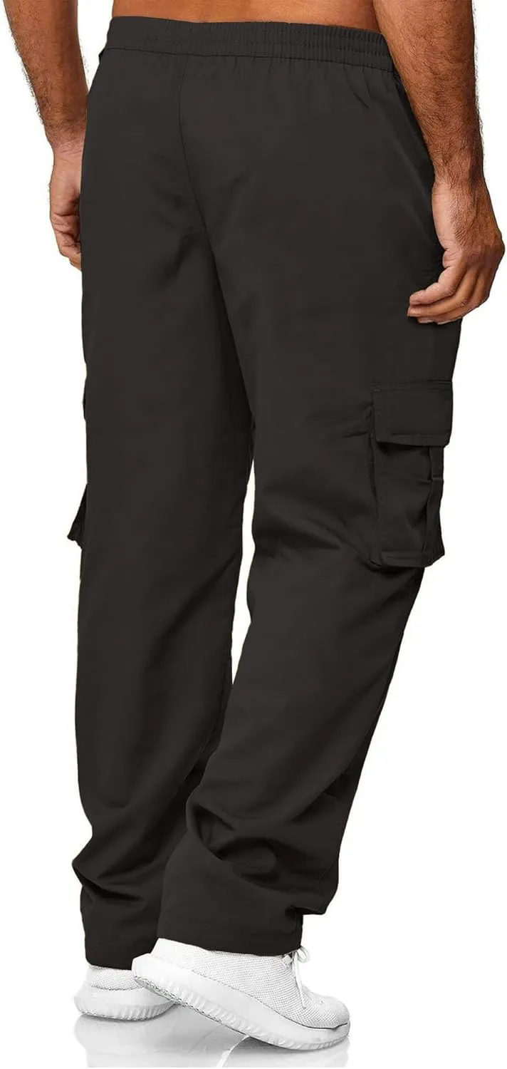 HOTake Men's Casual Cargo Sweatpants Waist Drawstring Joggers Hiking Tactical Pants for Men with Pockets