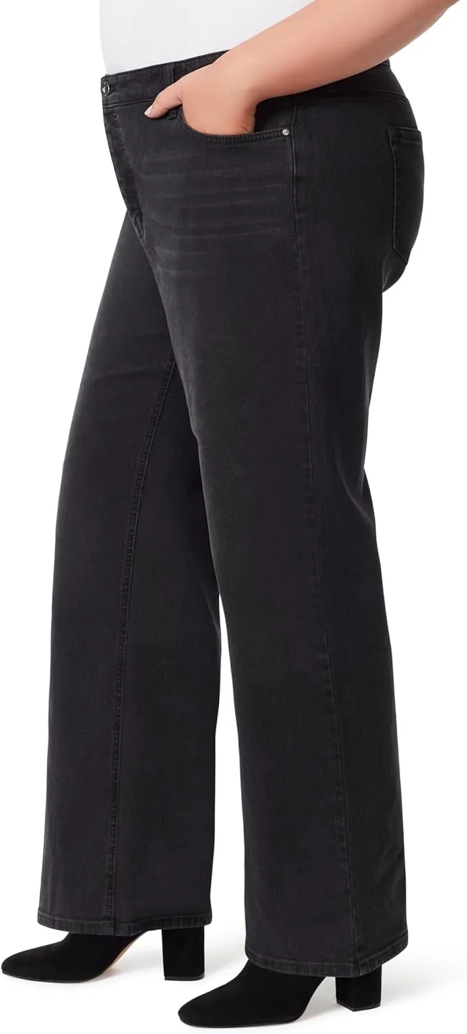 Jessica Simpson Women's Relaxed Wide Straight Leg High Rise Jean Plus