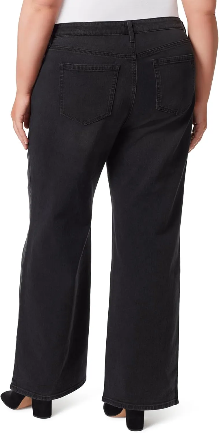 Jessica Simpson Women's Relaxed Wide Straight Leg High Rise Jean Plus