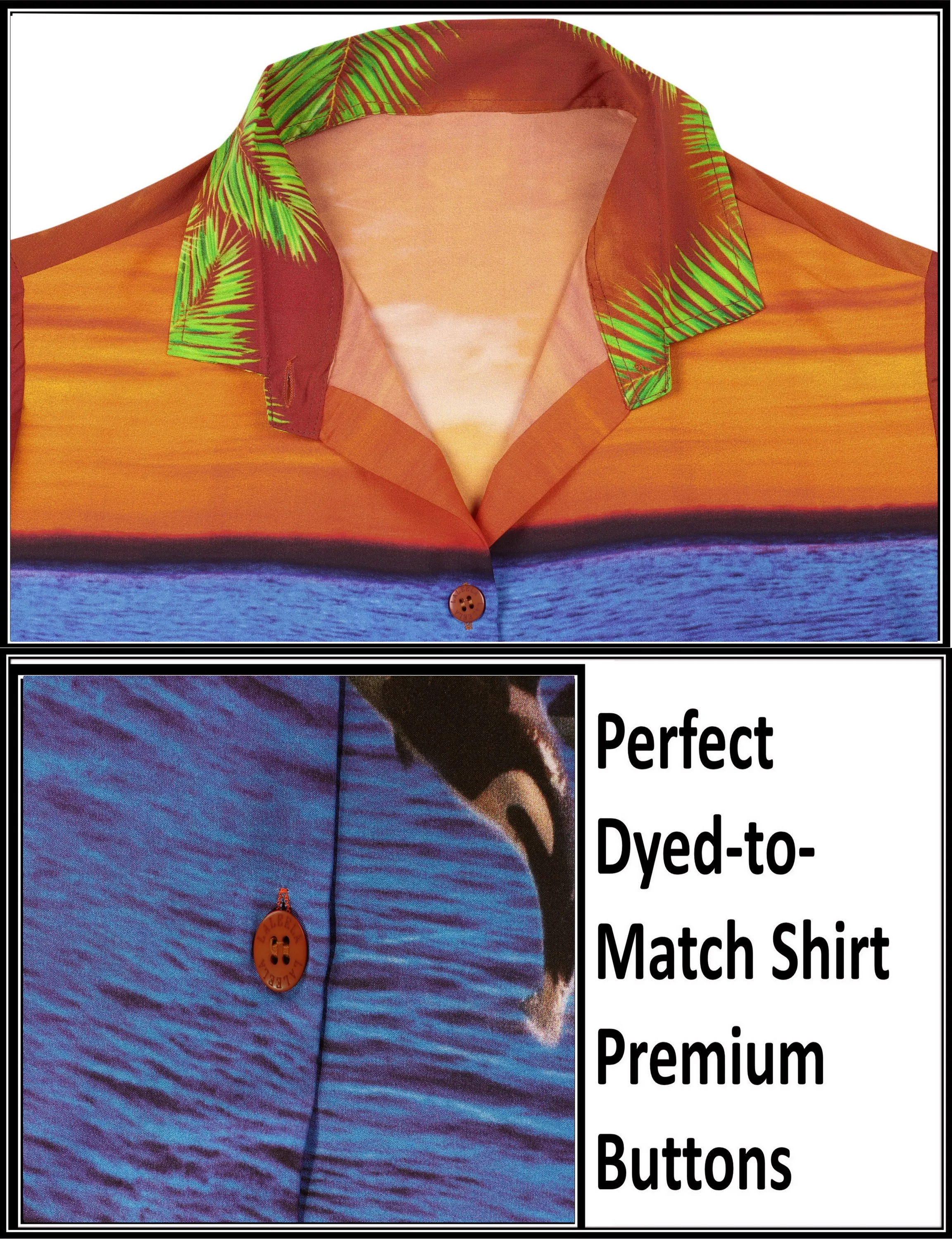 LA LEELA Women's Beach Casual Hawaiian Blouse Short Sleeve button Down Shirt Orange