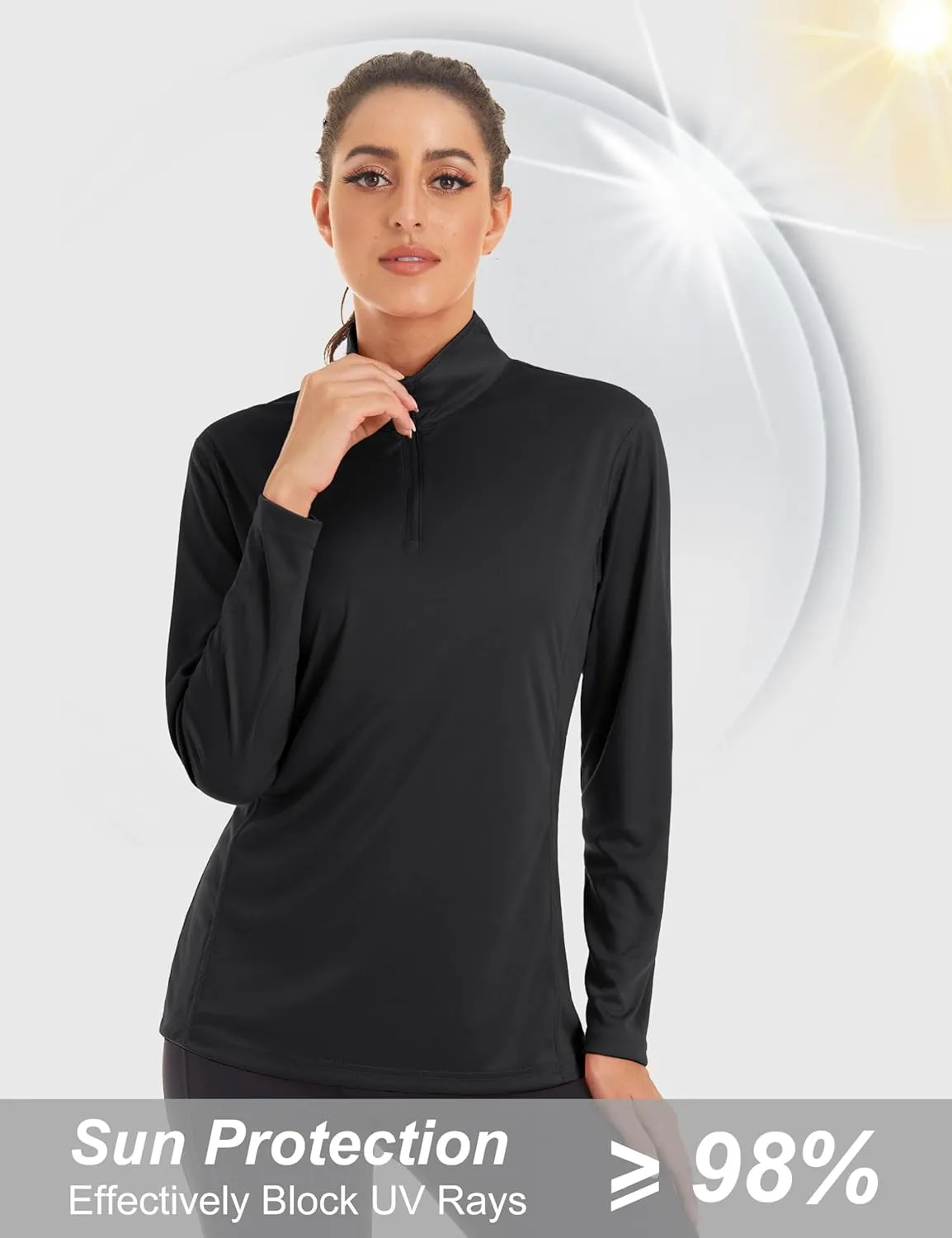 MAGCOMSEN Women's Shirts Long Sleeve 1/4 Zip UPF50  UV Sun Protection Quick Dry Workout Hiking Athletic Shirts Rash Guard