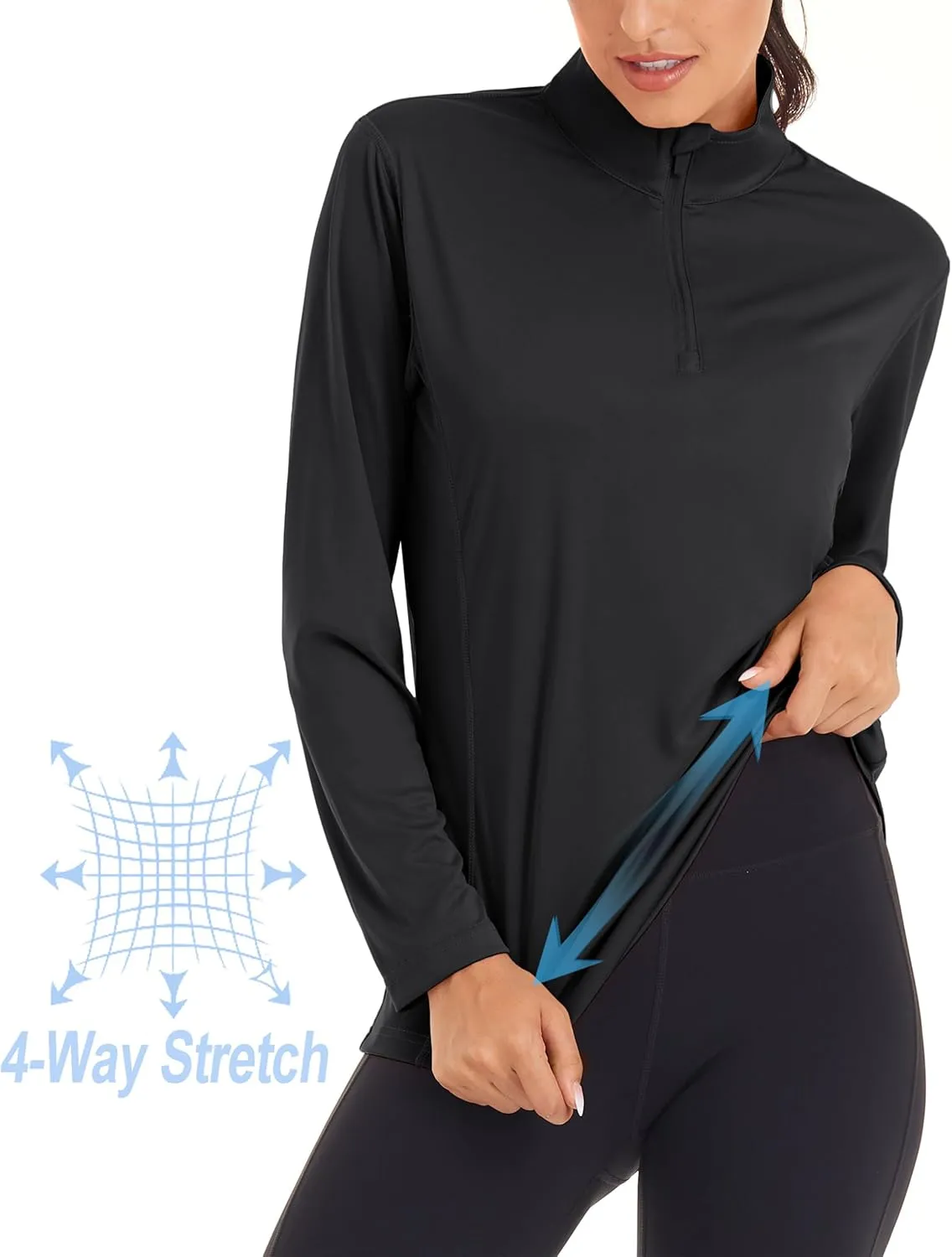 MAGCOMSEN Women's Shirts Long Sleeve 1/4 Zip UPF50  UV Sun Protection Quick Dry Workout Hiking Athletic Shirts Rash Guard