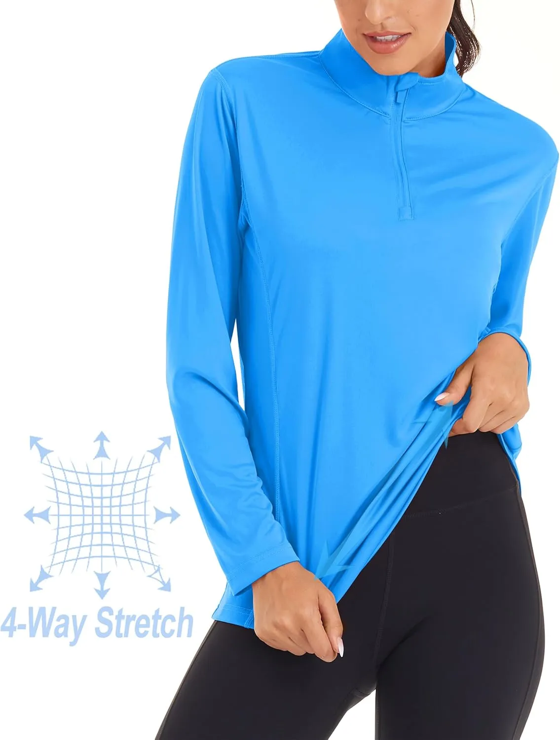 MAGCOMSEN Women's Shirts Long Sleeve 1/4 Zip UPF50  UV Sun Protection Quick Dry Workout Hiking Athletic Shirts Rash Guard