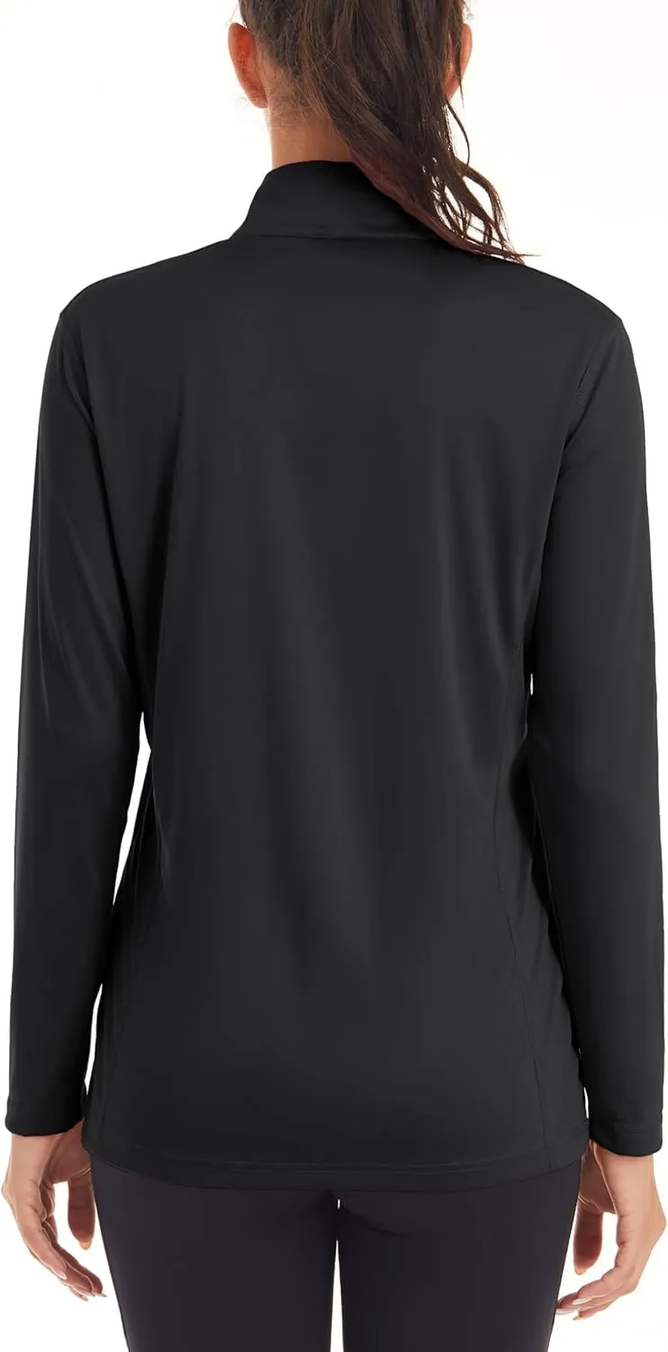 MAGCOMSEN Women's Shirts Long Sleeve 1/4 Zip UPF50  UV Sun Protection Quick Dry Workout Hiking Athletic Shirts Rash Guard