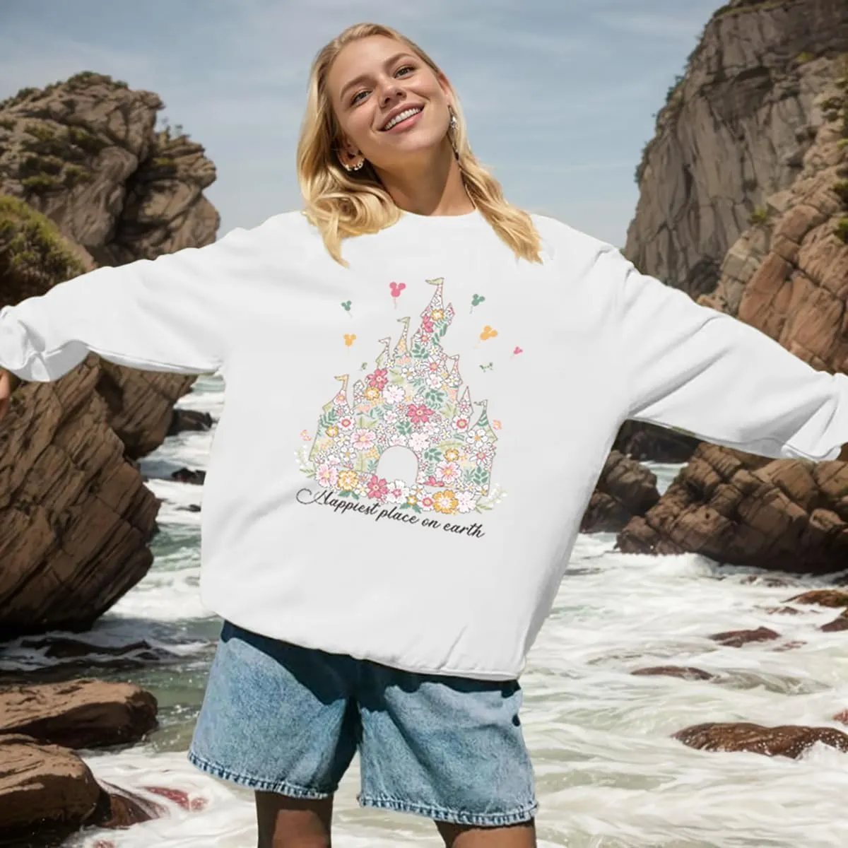 Magic Kingdom Sweatshirts For Women Oversized Magical Shirt Cute Vacation Tees Girls Castle Graphic Long Sleeve Tops