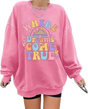 Magic Kingdom Sweatshirts For Women Oversized Magical Shirt Cute Vacation Tees Girls Castle Graphic Long Sleeve Tops