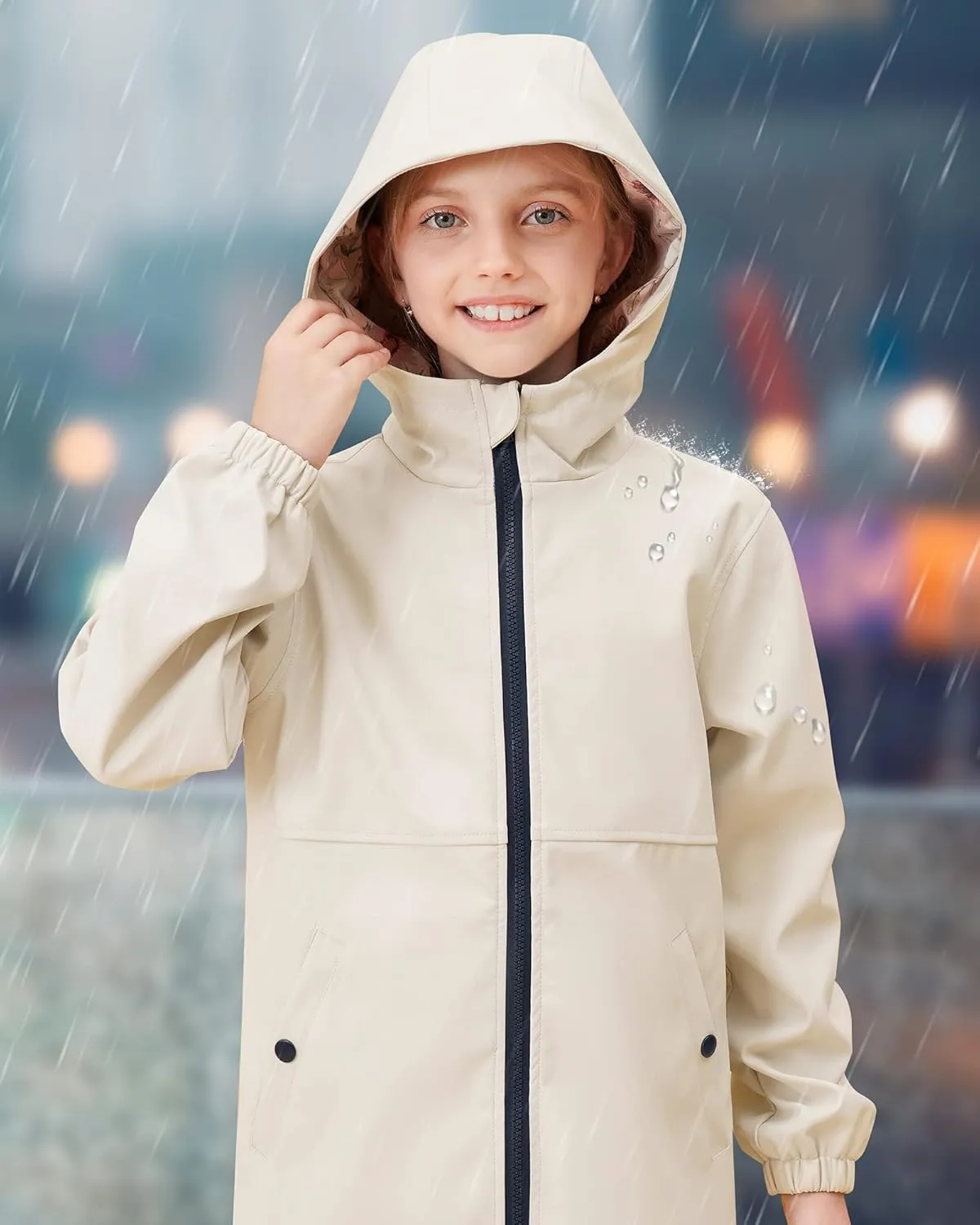 maoo garden Girls Rain Jackets Kids Waterproof Raincoat Lightweight Floral Lining Spring Windbreaker