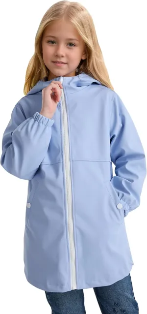 maoo garden Girls Rain Jackets Kids Waterproof Raincoat Lightweight Floral Lining Spring Windbreaker