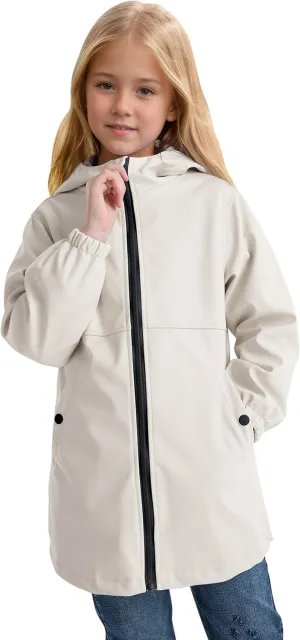maoo garden Girls Rain Jackets Kids Waterproof Raincoat Lightweight Floral Lining Spring Windbreaker