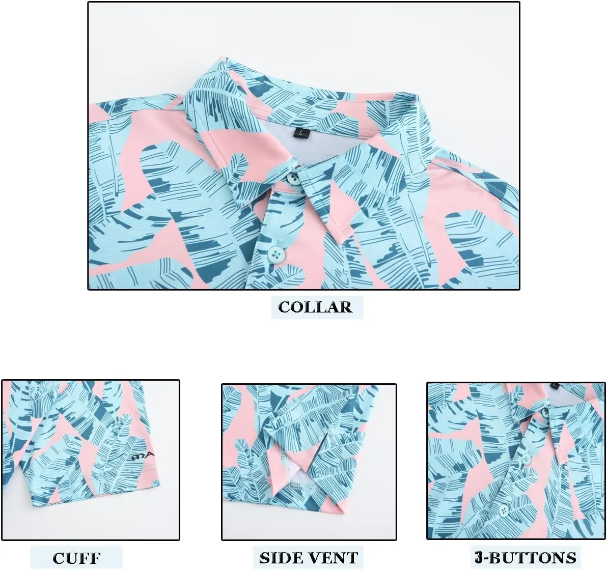 MAZEL Moisture Wicking Golf Polo Shirts for Men Dry Fit Performance Print Short Sleeve Golf Shirts