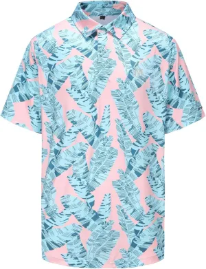 MAZEL Moisture Wicking Golf Polo Shirts for Men Dry Fit Performance Print Short Sleeve Golf Shirts