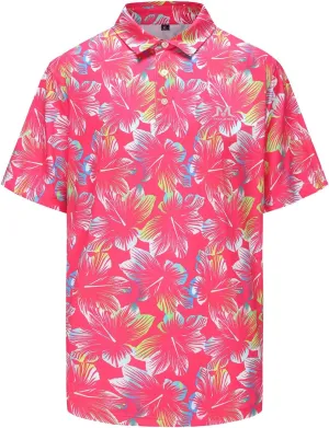 MAZEL Moisture Wicking Golf Polo Shirts for Men Dry Fit Performance Print Short Sleeve Golf Shirts