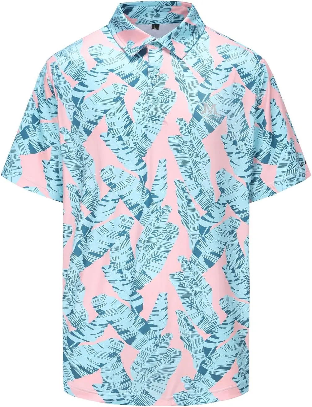 MAZEL Moisture Wicking Golf Polo Shirts for Men Dry Fit Performance Print Short Sleeve Golf Shirts