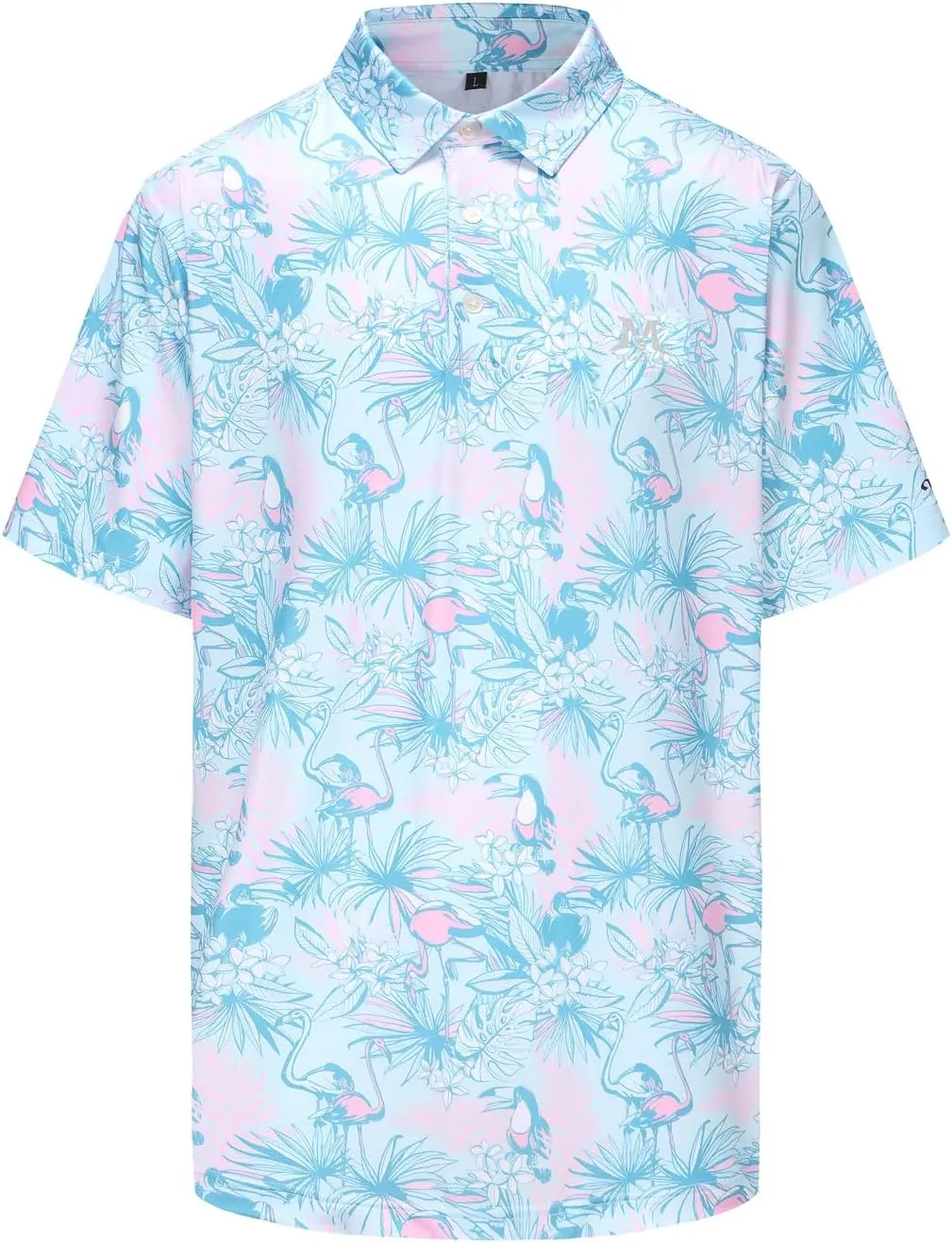 MAZEL Moisture Wicking Golf Polo Shirts for Men Dry Fit Performance Print Short Sleeve Golf Shirts