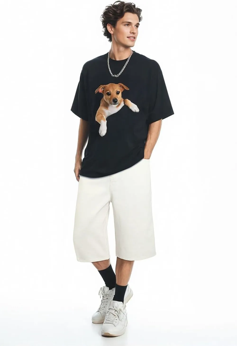 Men Baggy Jorts Y2k Streetwear Loose Fit Hip Hop Skateboard Denim Shorts