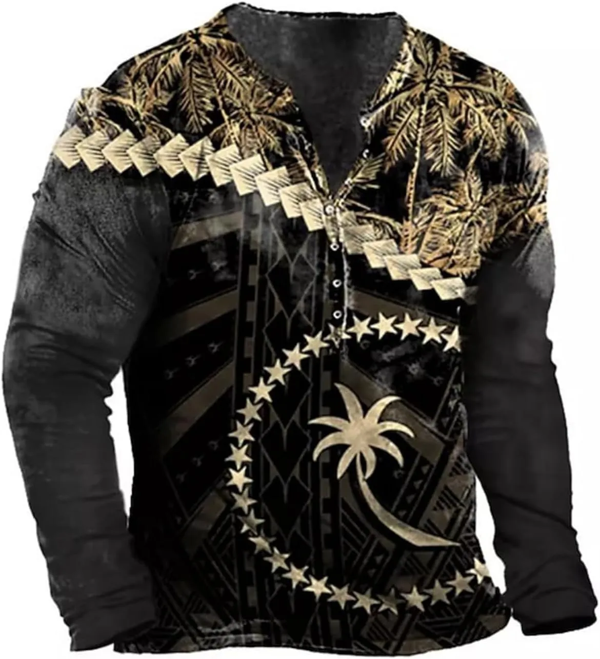 Men's Henley Shirts Long Sleeve Muscle Fit Shirts Vintage Casual Button V Neck T-Shirts for Men Quick Dry (0028,X-Large)